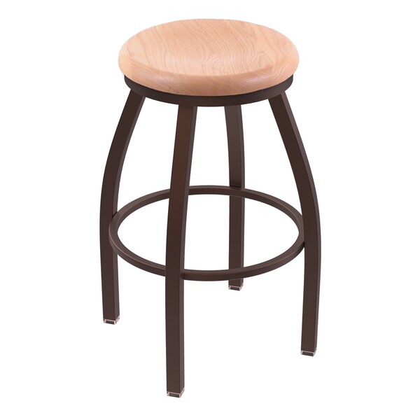 36" Swivel X-Tall Bar Stool, Bronze Finish, Nat Oak Seat